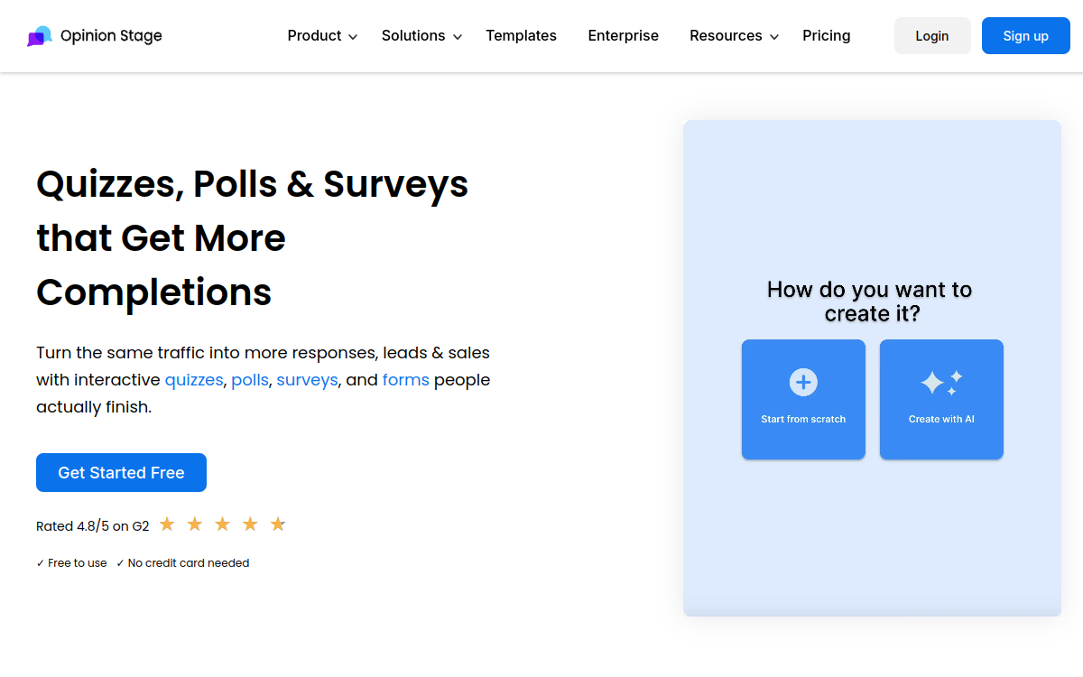 Opinion Stage AI website screenshot