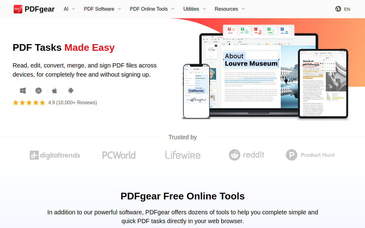 PDFgear website screenshot