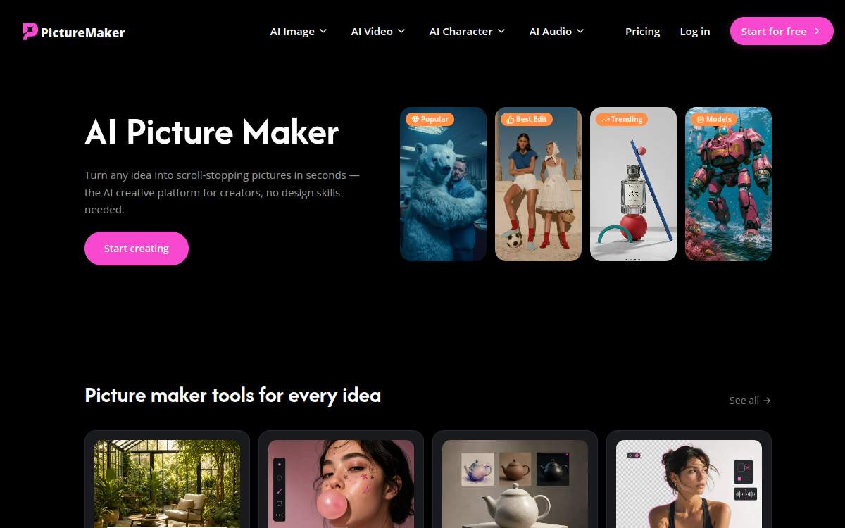 PictureMaker website screenshot