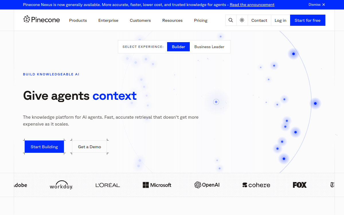 Pinecone website screenshot