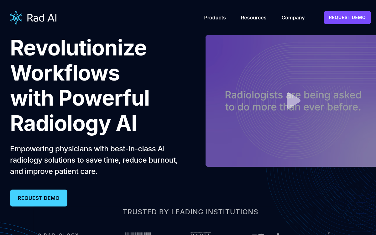 Rad AI website screenshot