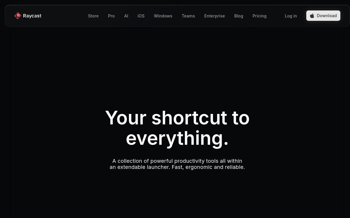 Raycast website screenshot