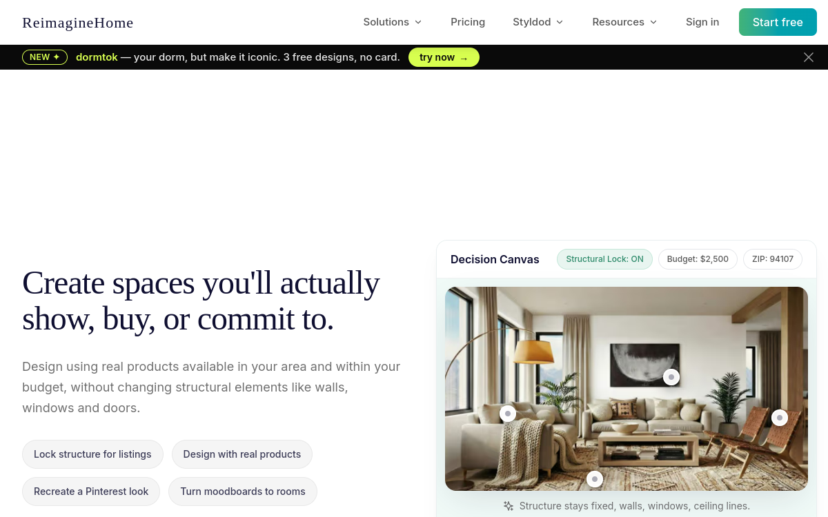 REimagine Home website screenshot