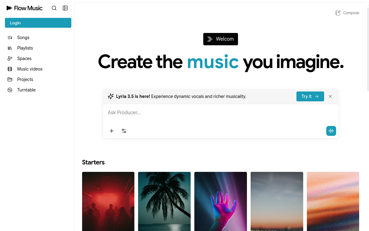Google Flow Music 网站预览
