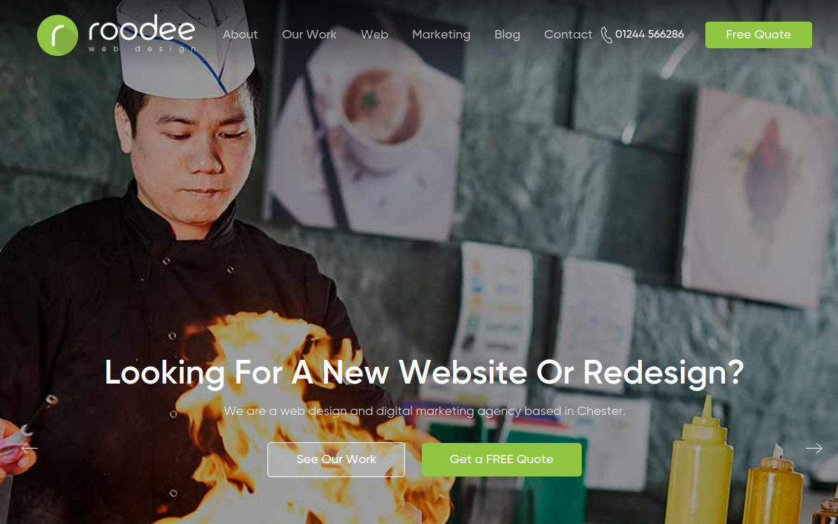 Roodee Web Design homepage screenshot