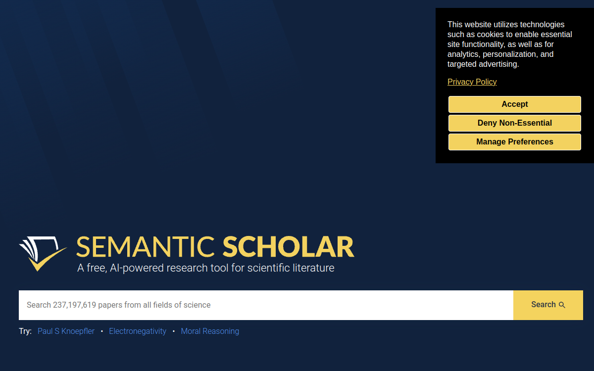 Semantic Scholar website screenshot