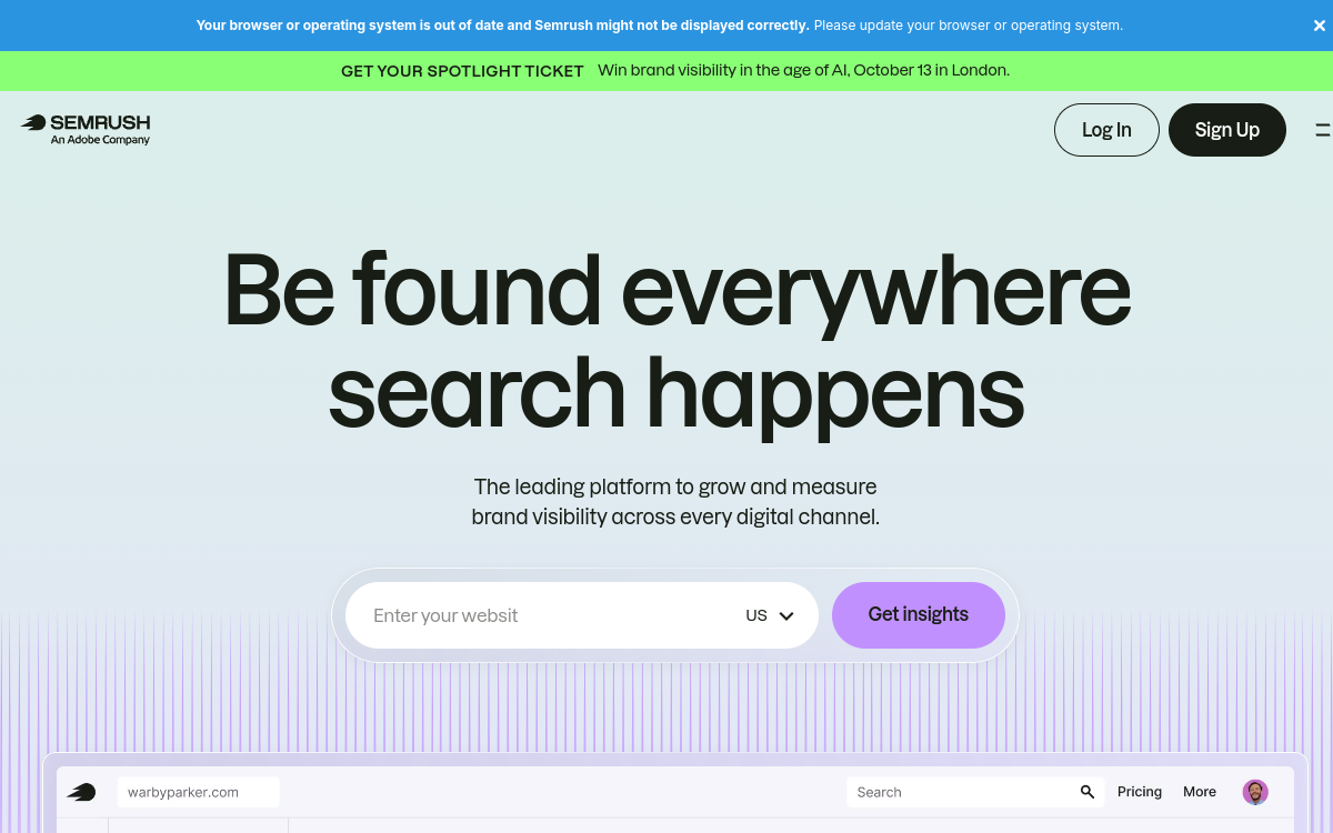 Semrush homepage screenshot