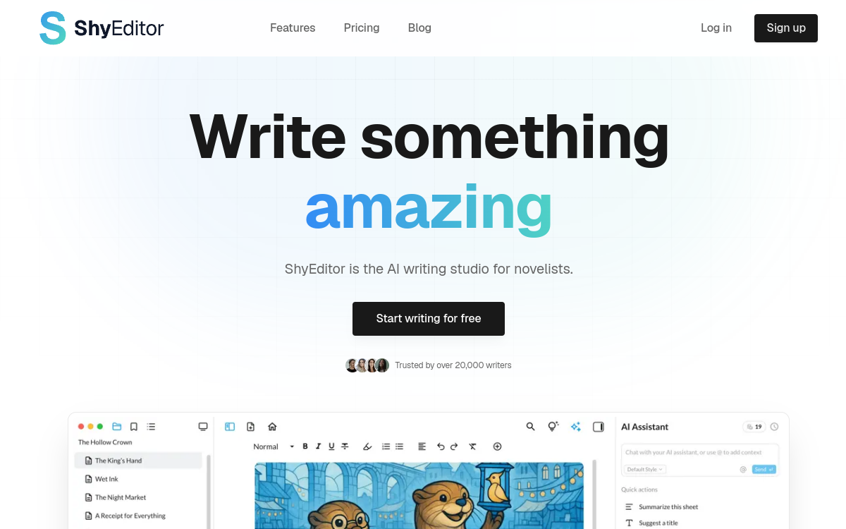 Shy Editor website screenshot