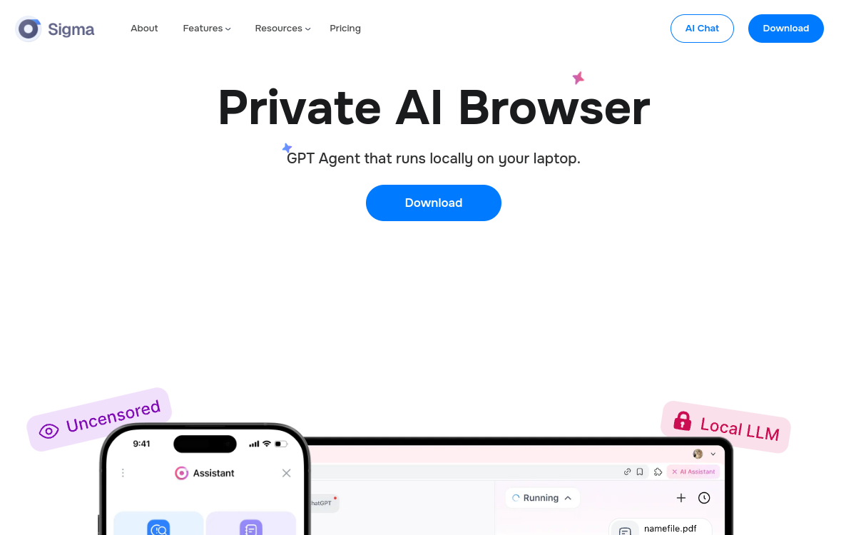 Sigma AI Browser screenshot