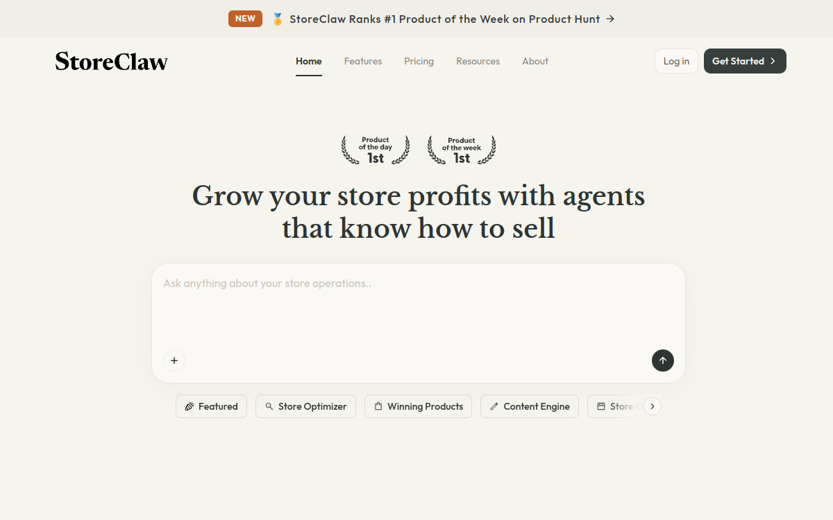 StoreClaw website screenshot