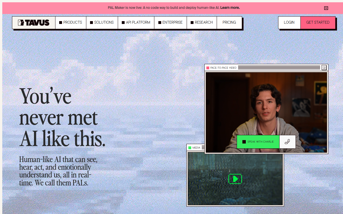 Tavus website screenshot