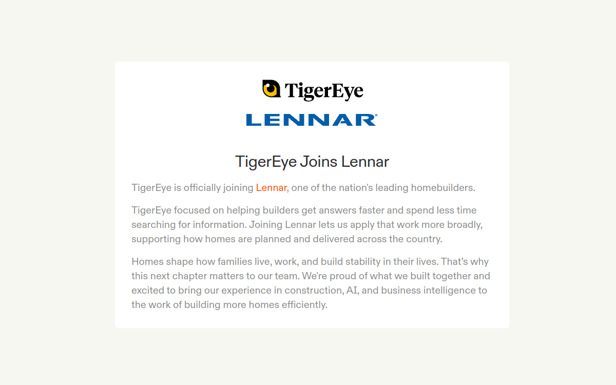 TigerEye website screenshot