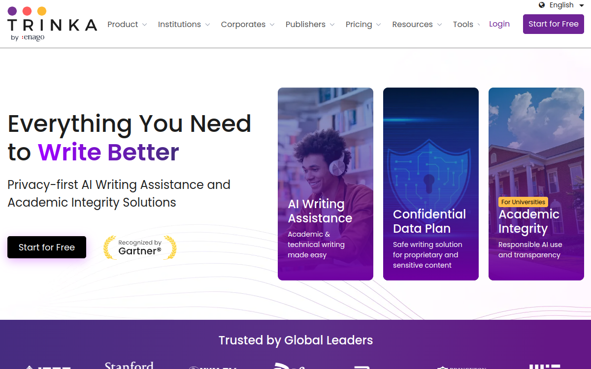 Trinka AI - Grammar Checker Tool website screenshot