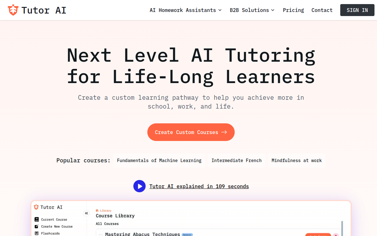 TutorAI website screenshot