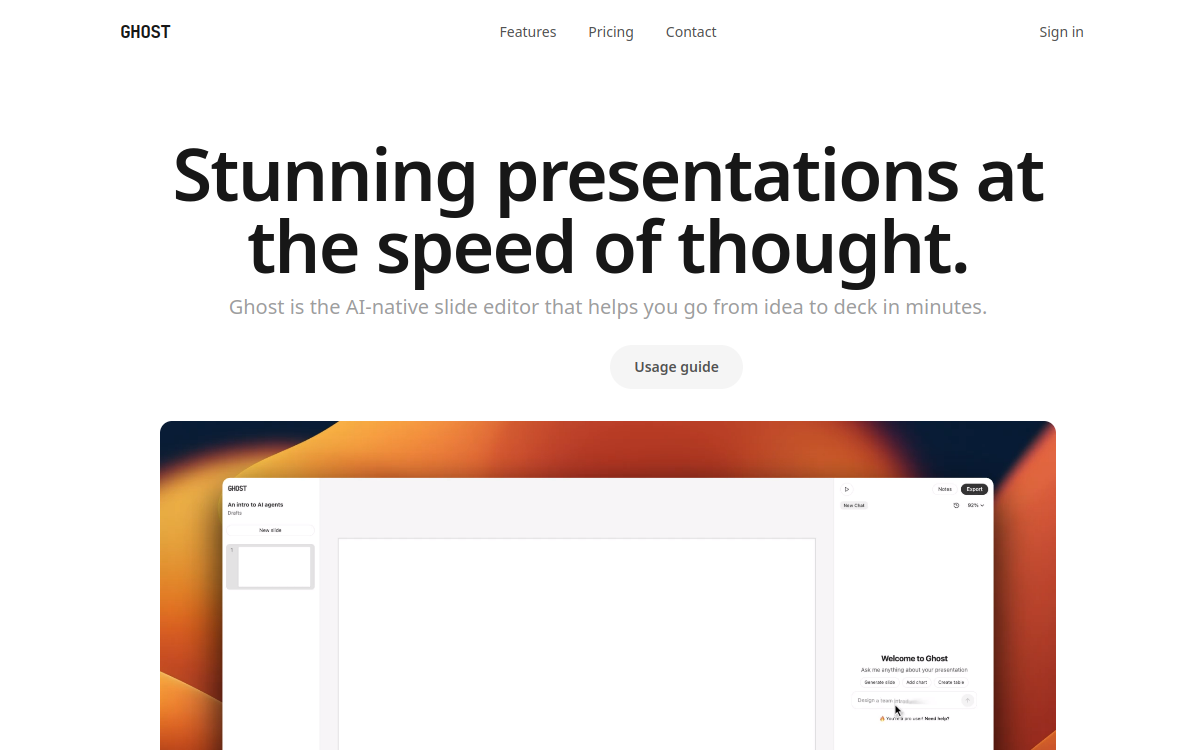 Ghost website screenshot