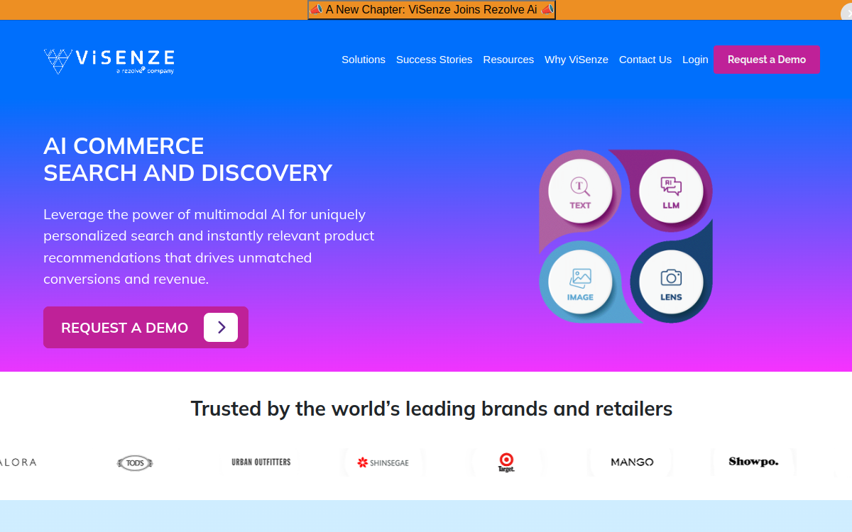 ViSenze website screenshot