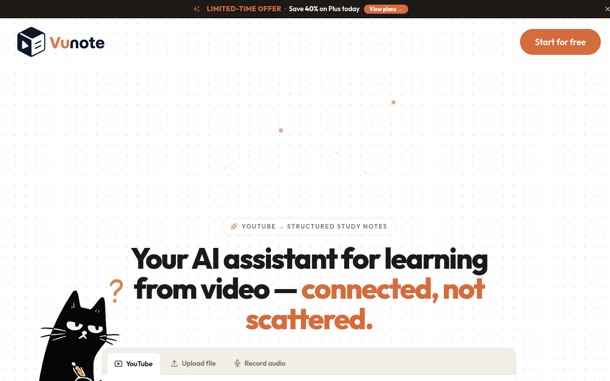 Vunote website screenshot