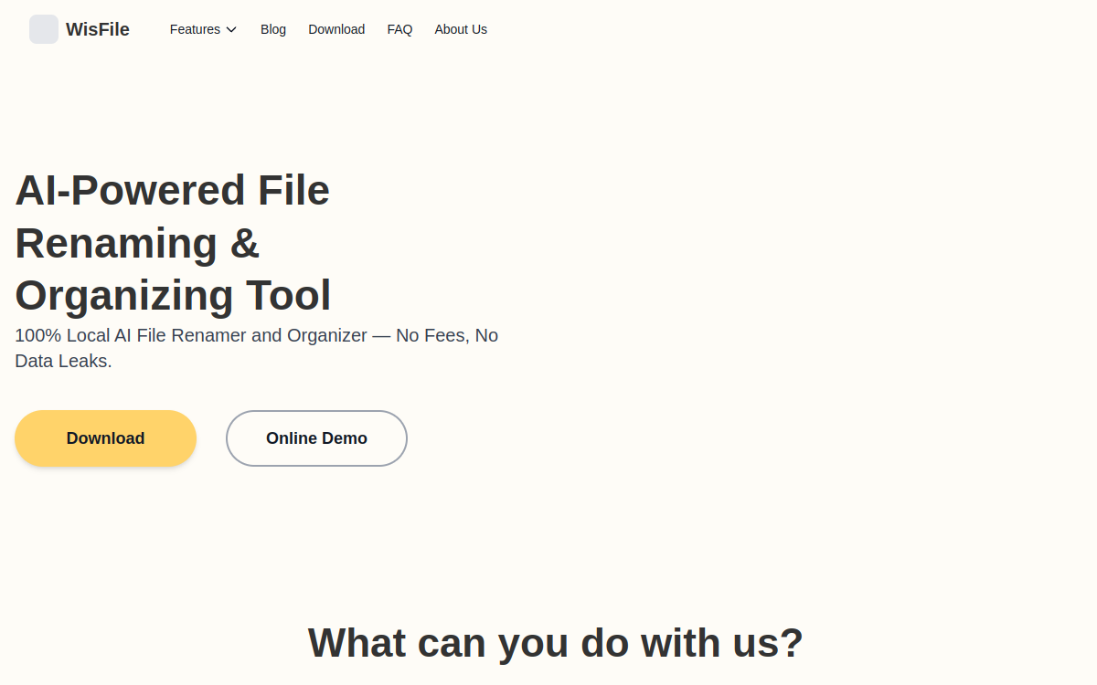 Wisfile: AI-Powered File Renaming & Organizing Tool 网站预览