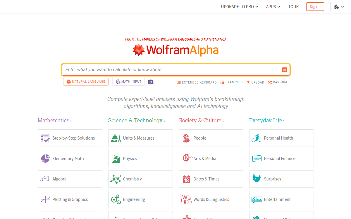 WolframAlpha screenshot