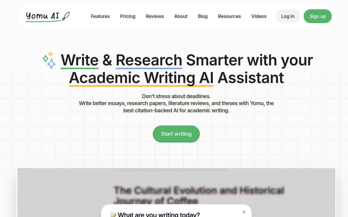 Yomu AI website screenshot