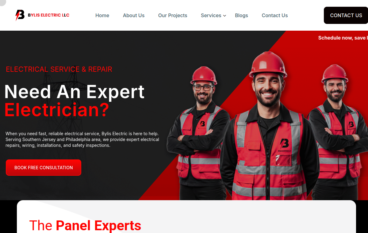 Bylis Electric website screenshot