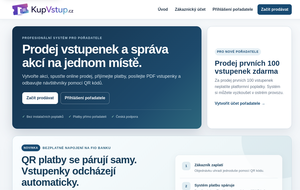 Aktuální náhled hlavní stránky KupVstup.cz