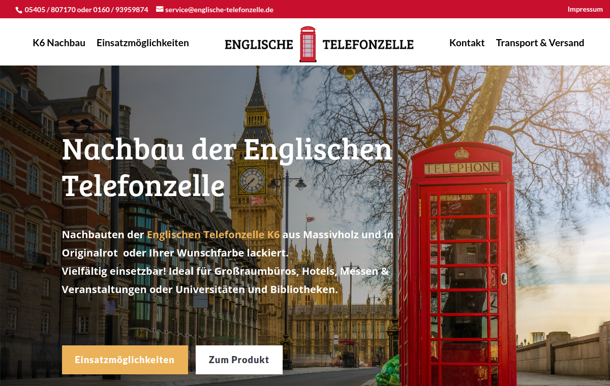 Startseite von Englische-Telefonzelle.de