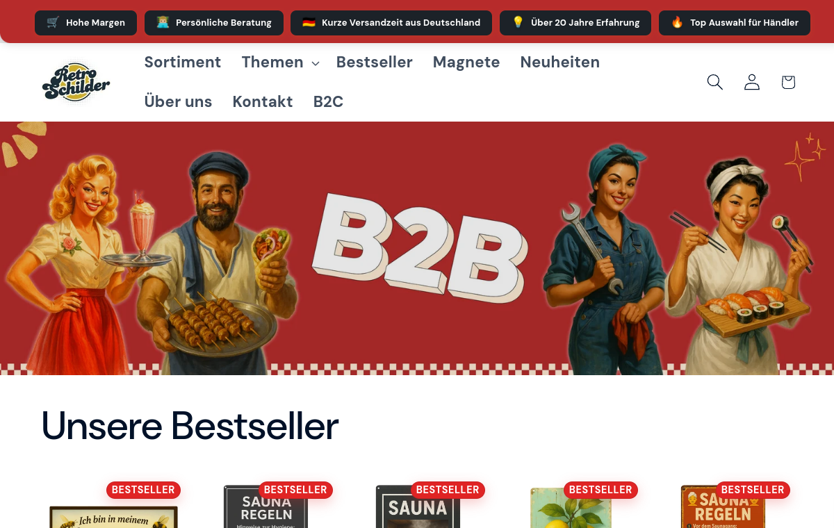 Startseite von Retroschilder Großhandel