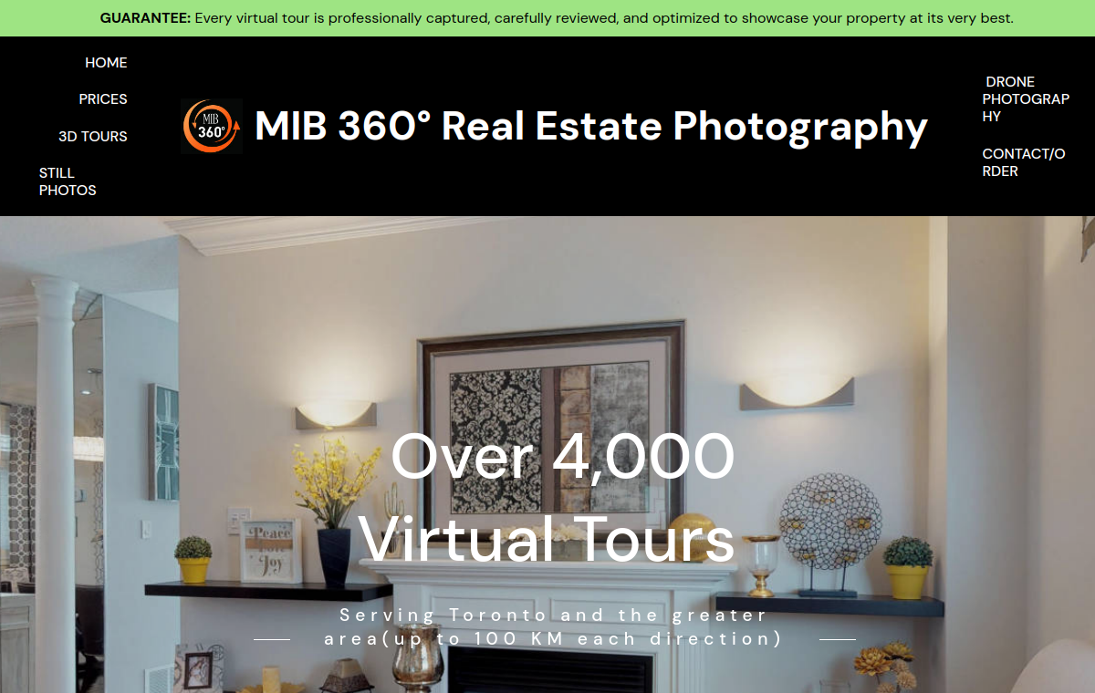 Screenshot of 360 Real Estate Photography website