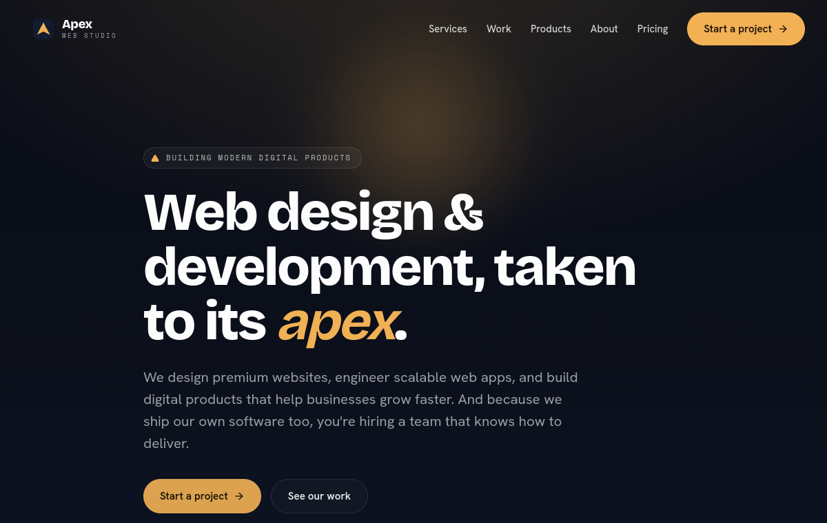 Apex Web Studio website screenshot