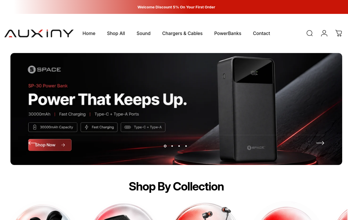 Auxiny ecommerce store preview