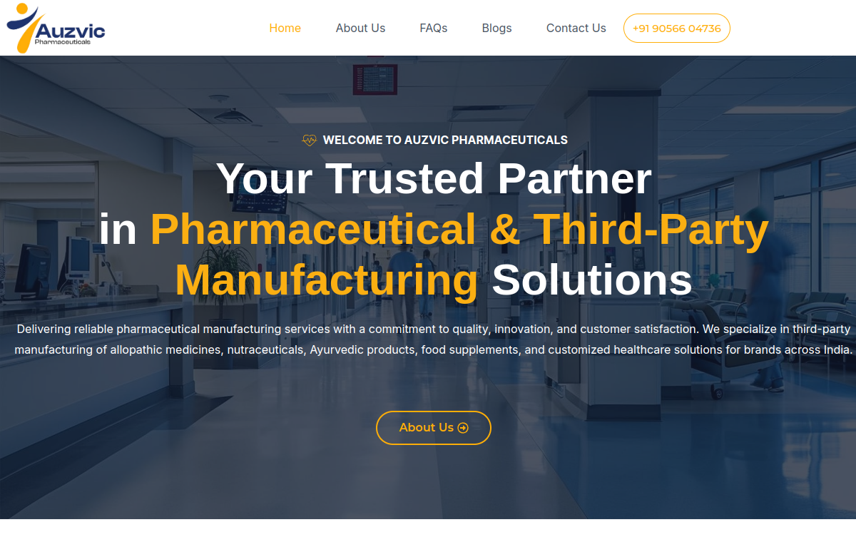 Auzvic Pharmaceuticals website screenshot