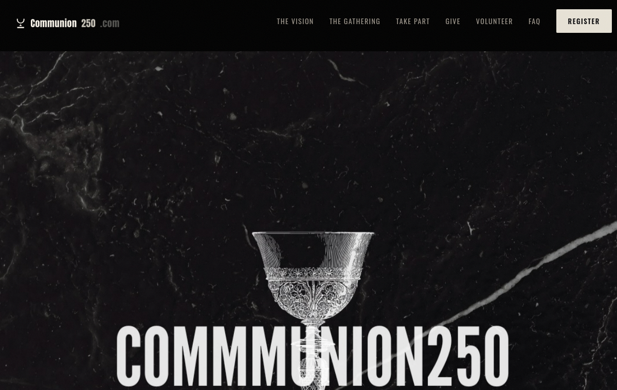 Communion 250 — website landing page