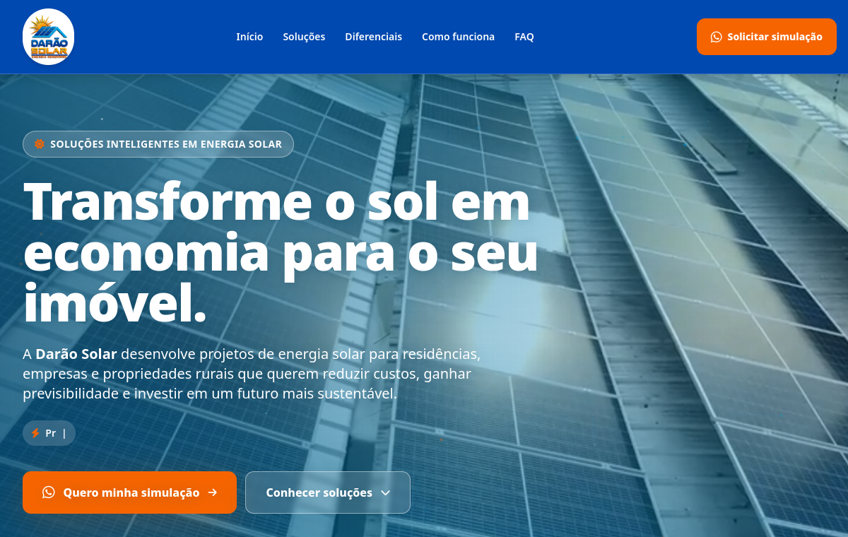Preview do site Darão Solar