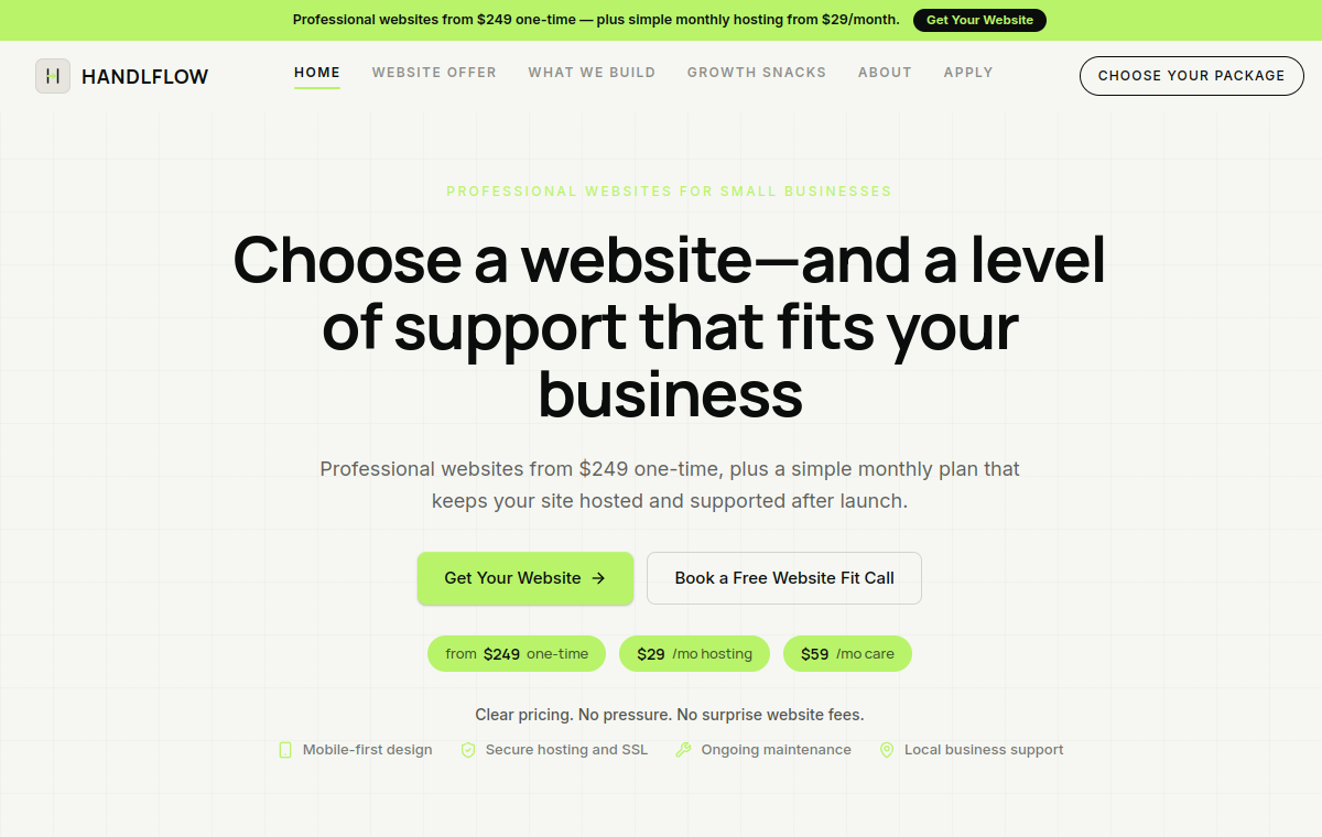 Handlflow website preview