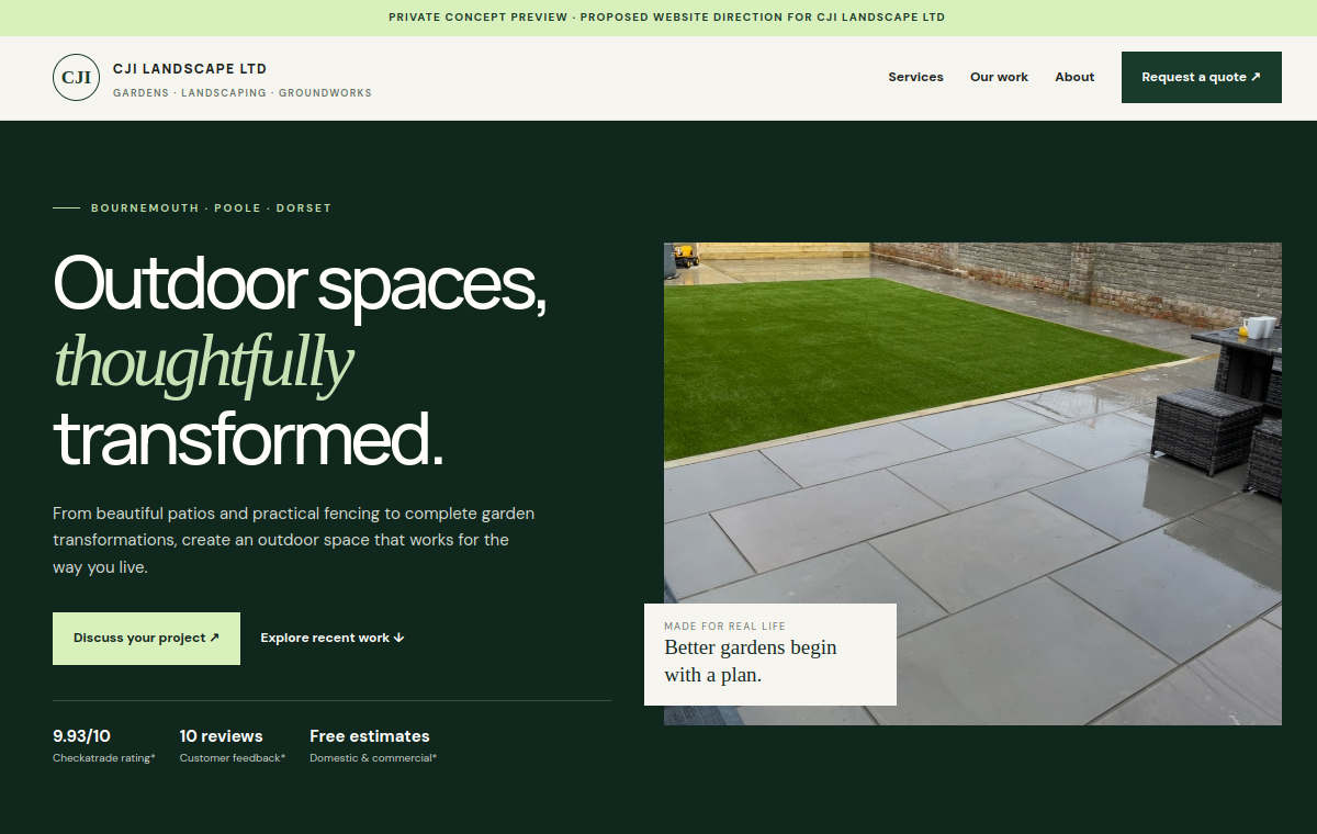 Preview of the CJI Landscape website concept