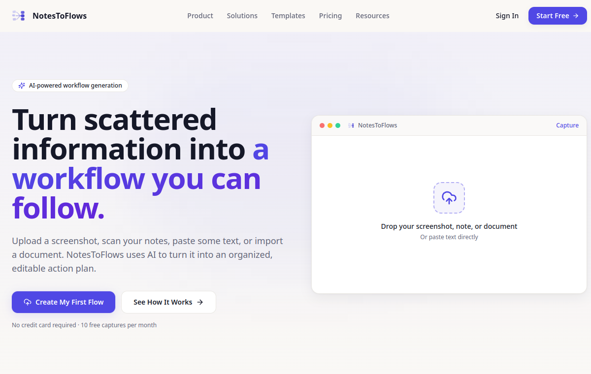 Notes to Flows website preview