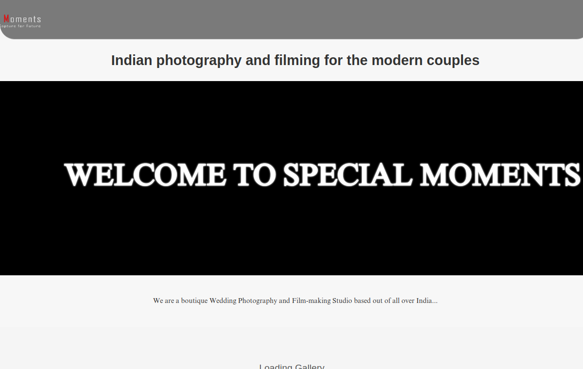Preview of the Special Moments Photography website