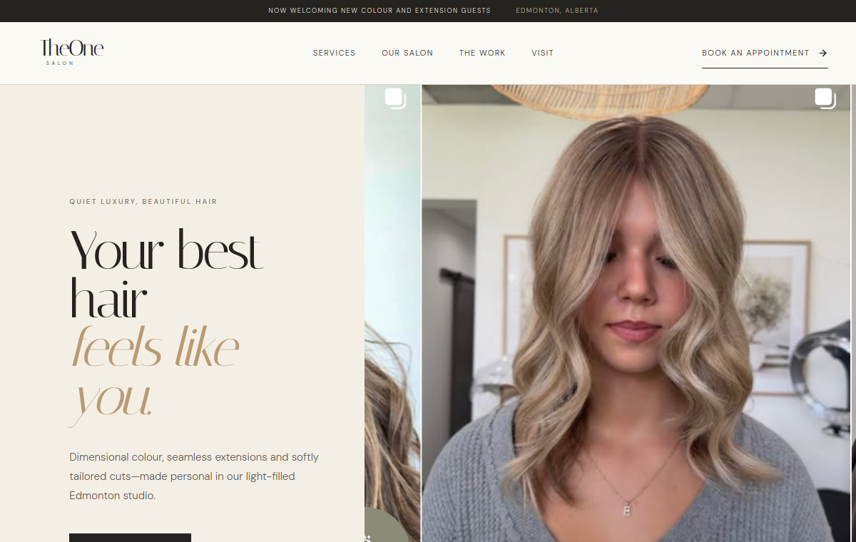 The One Salon website preview
