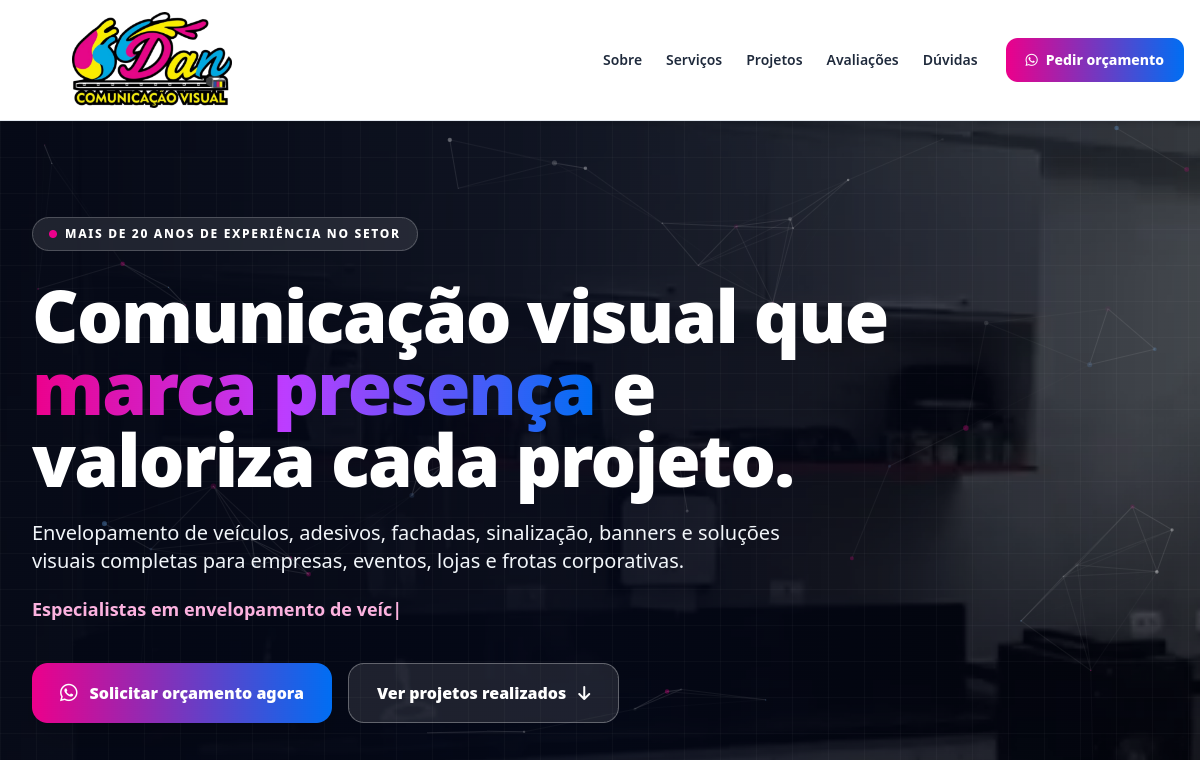 Preview do site Dan Visual