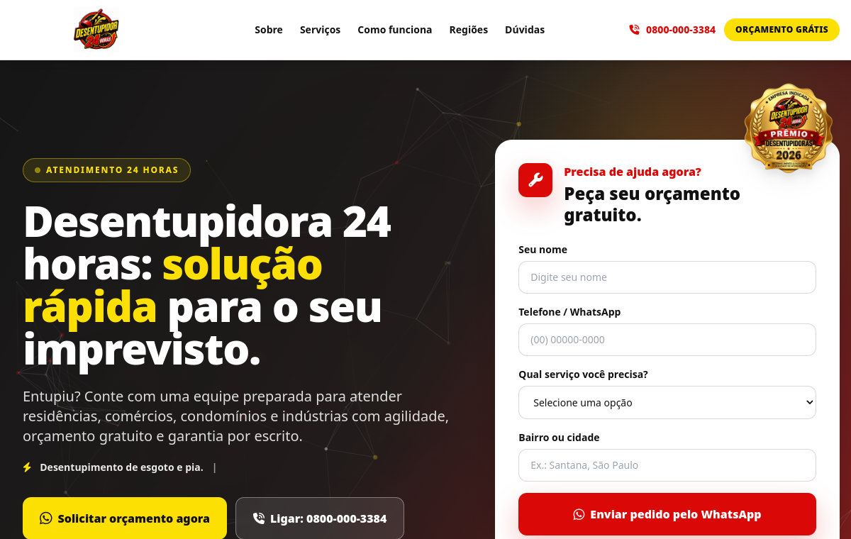 Preview do site Desentupidor 24 Horas