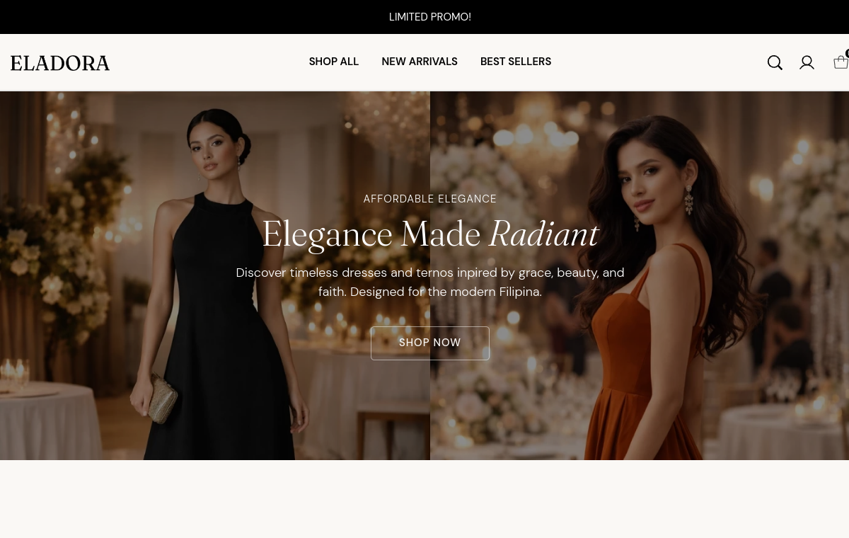 Eladora Online Shop homepage preview