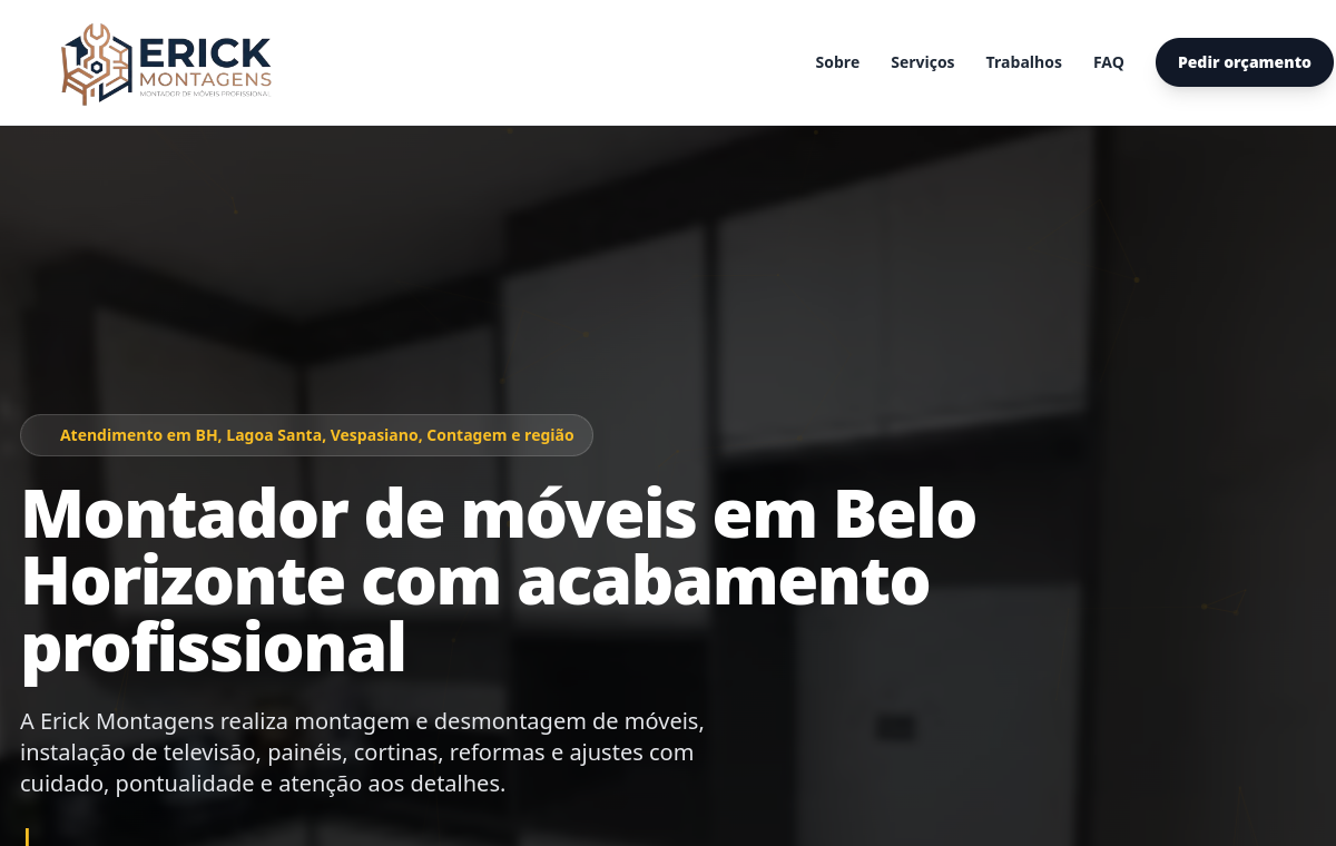 Preview do site Erick Montagens
