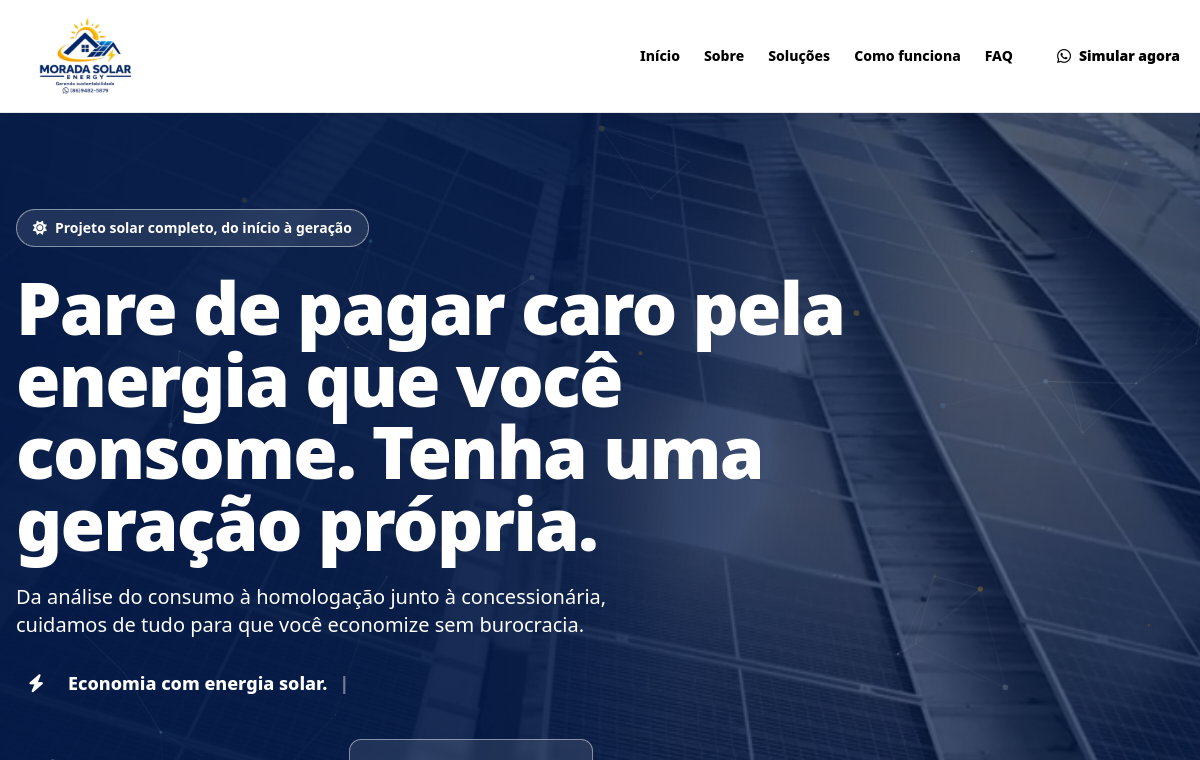 Preview do site Morada Solar Energy