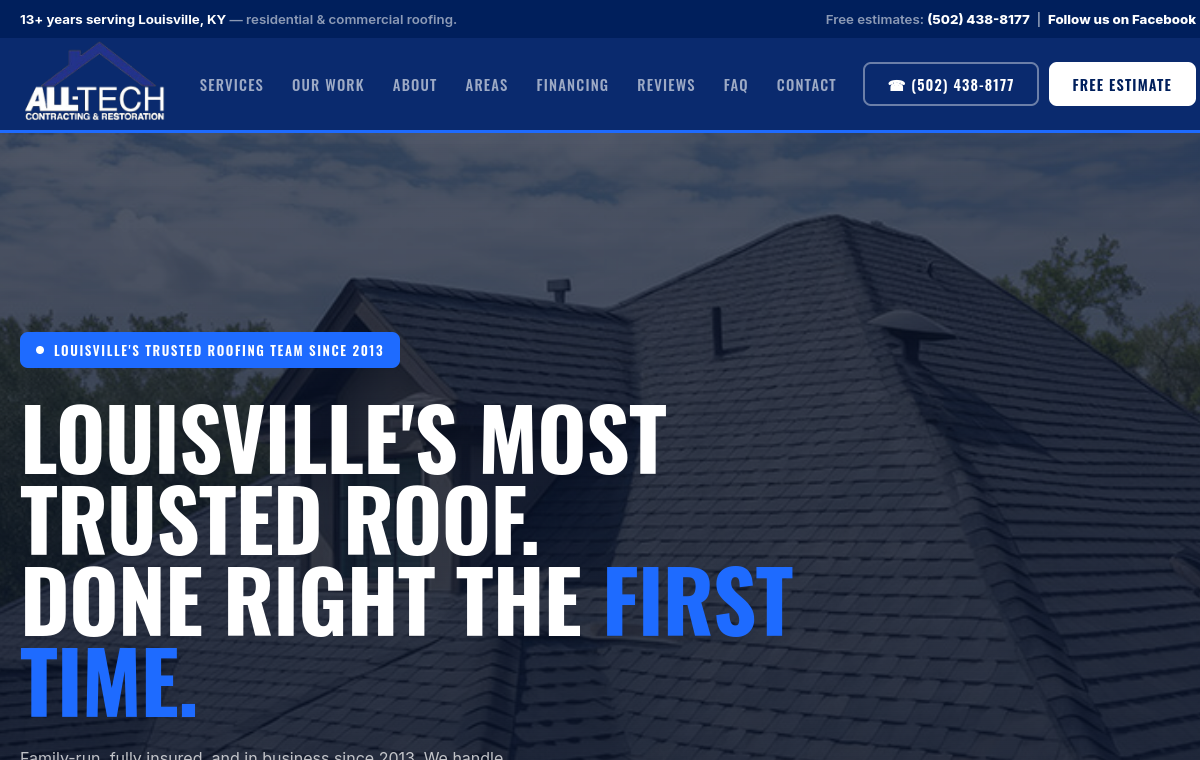 Yes I Need A Roof — roofing website landing page