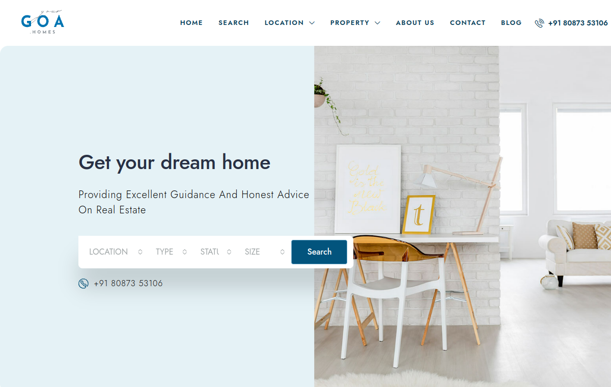 Preview of the Your Goa Homes website