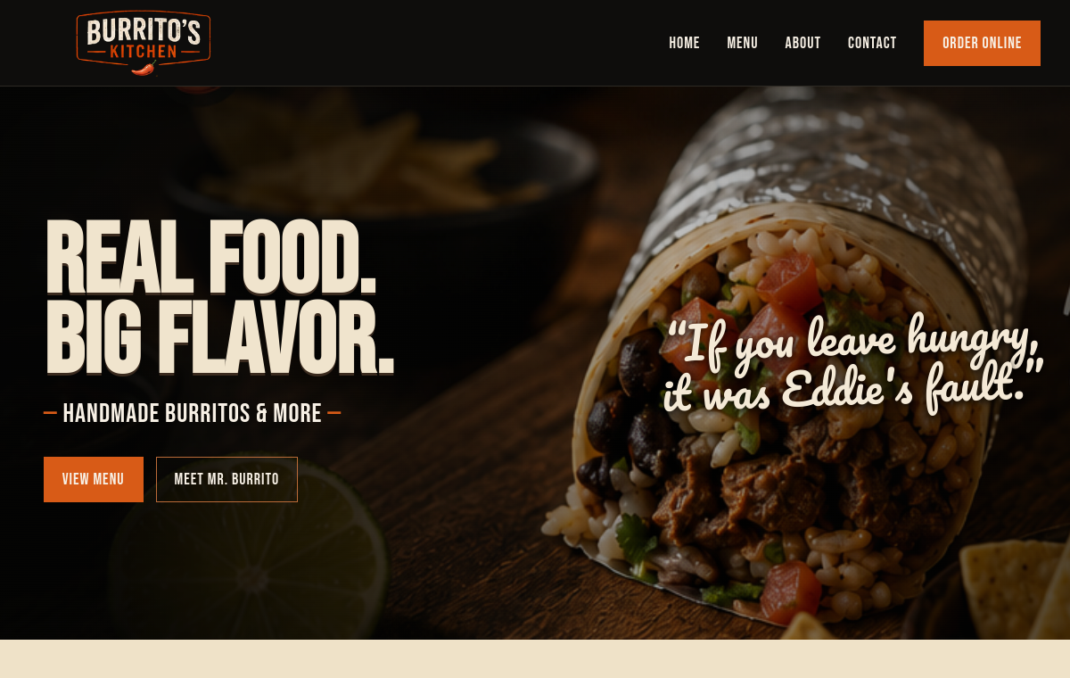 Burrito's Kitchen website preview