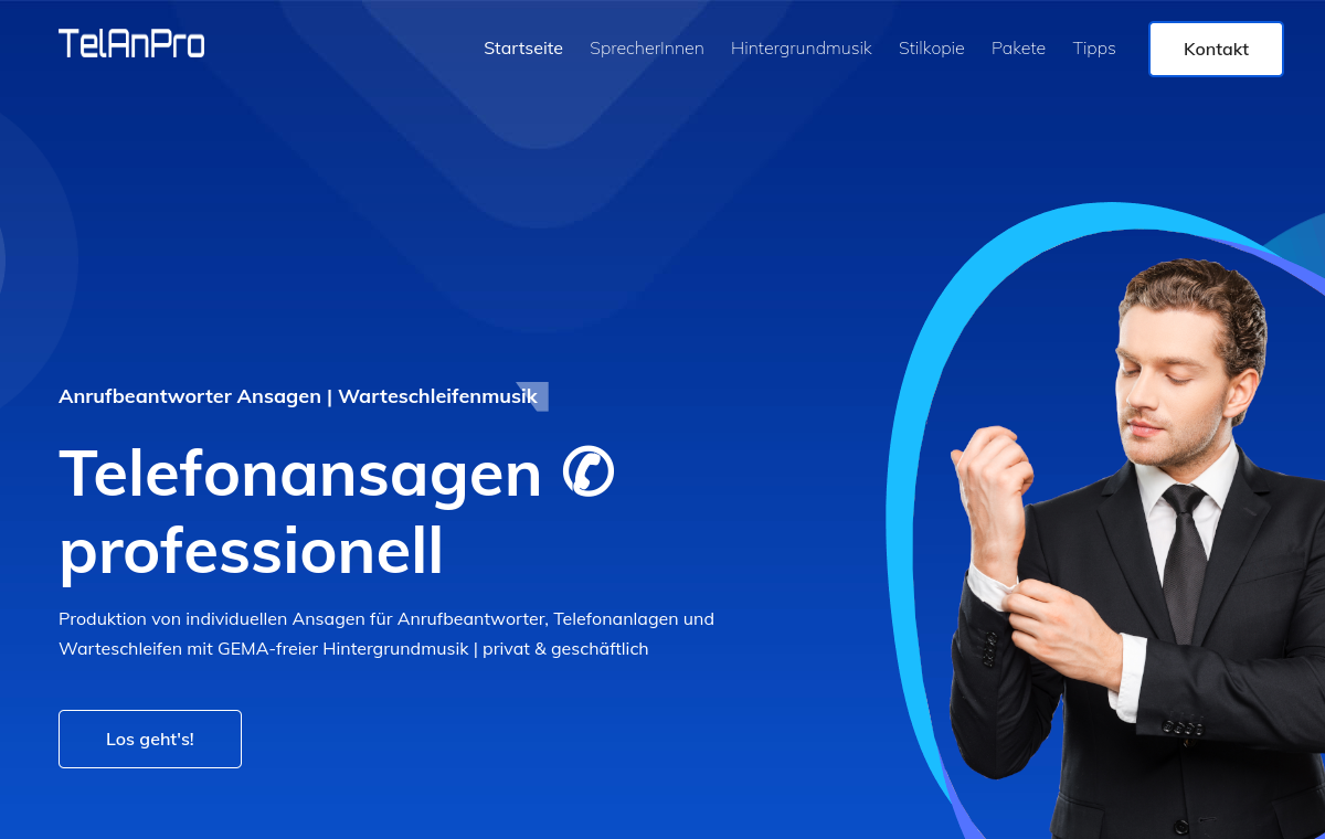 Screenshot der Homepage von TelAnPro