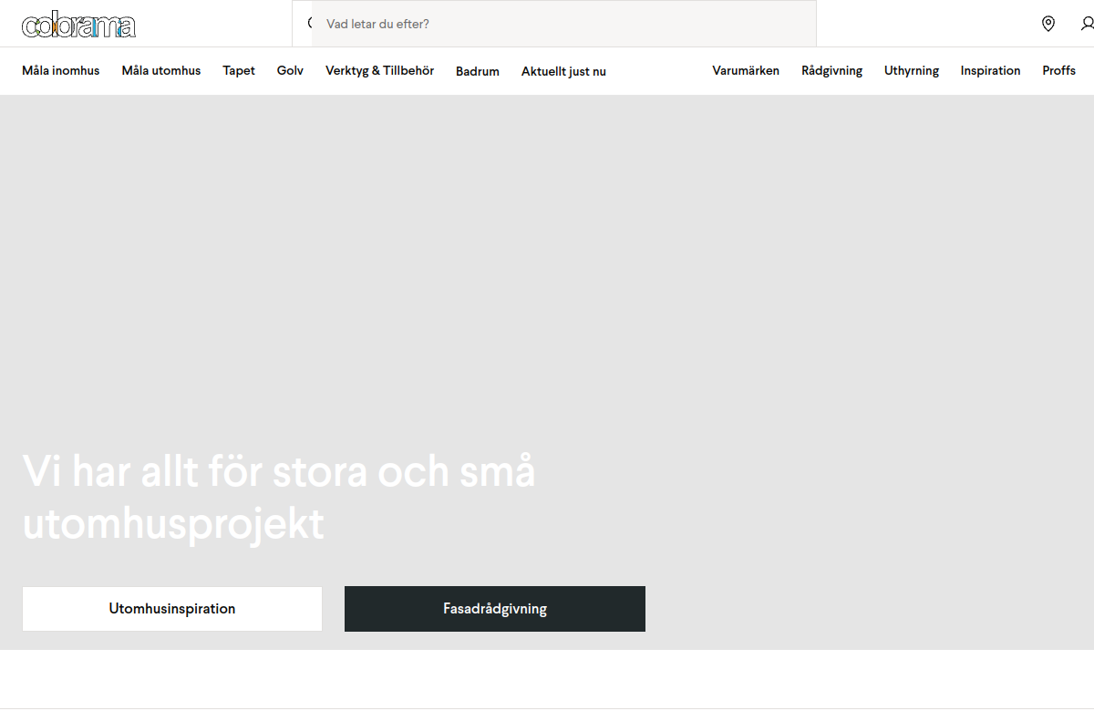 Screenshot av Coloramas hemsida