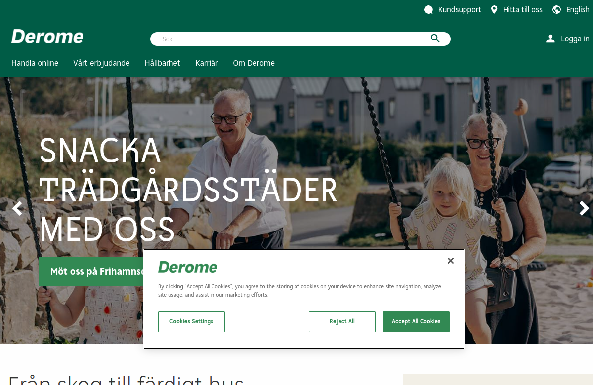 Screenshot av Deromes hemsida